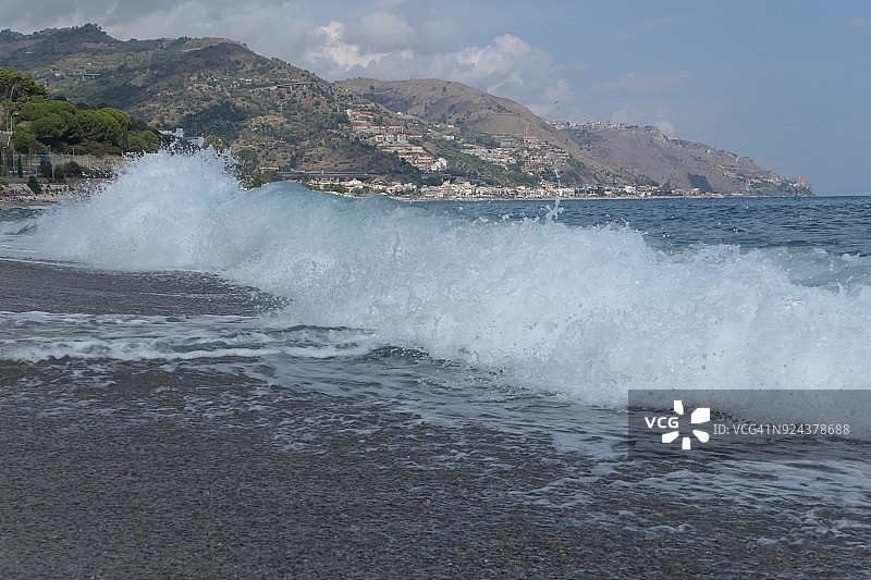 陶尔米纳锡西里岛利多马扎罗海滩图片素材