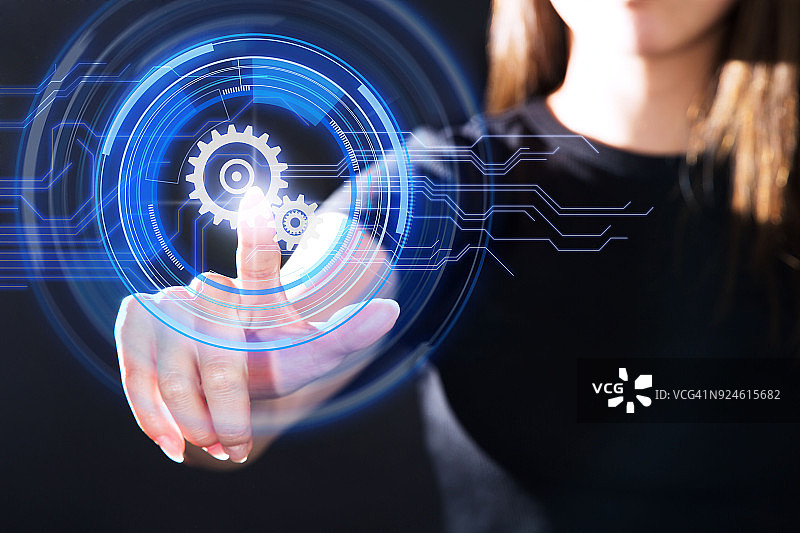 触屏技术与齿轮图标图片素材