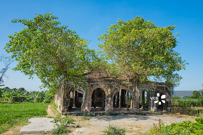 越南前江省鹅恭市真诚古寺图片素材
