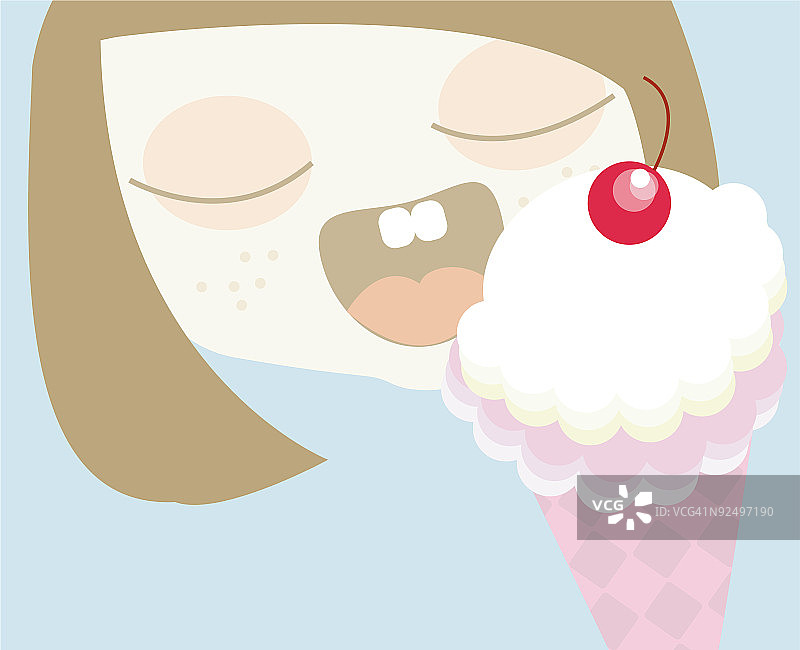 准备咬东西的小女孩图片素材