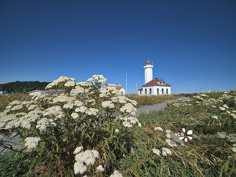 普吉特海峡顶端的威尔逊角灯塔图片素材