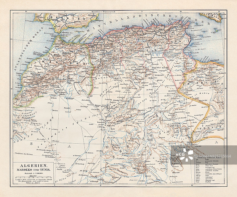 1897年出版的北非：阿尔及利亚、摩洛哥和突尼斯石版画图片素材