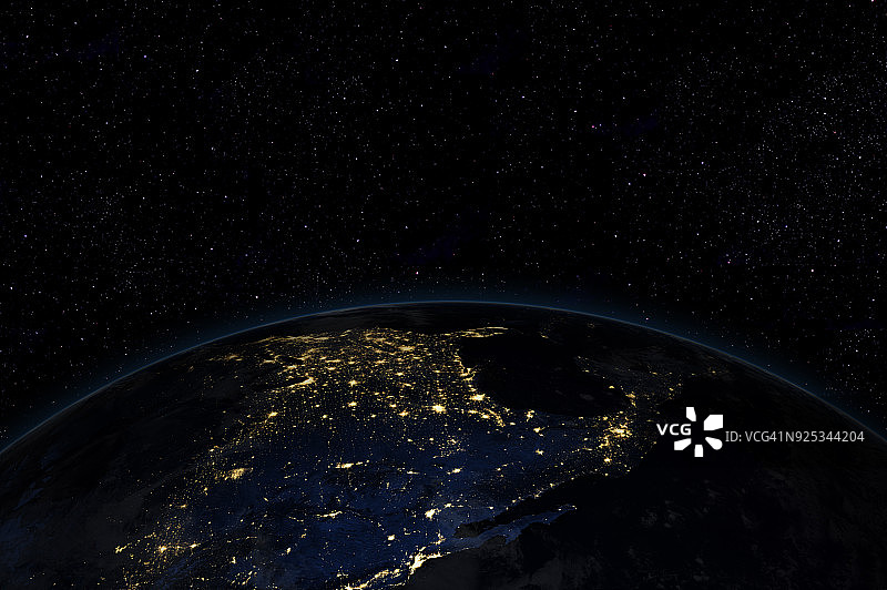 从太空看北美洲的夜景图片素材