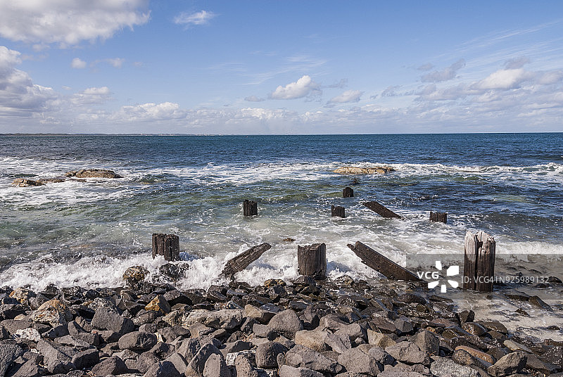 李文角海岬的受损码头，奥古斯塔，西澳大利亚，澳大利亚图片素材