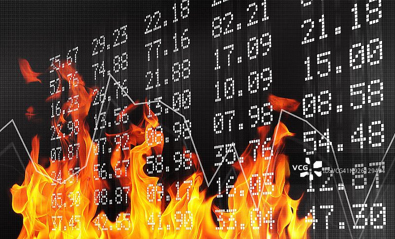 股市数据与火焰图片素材