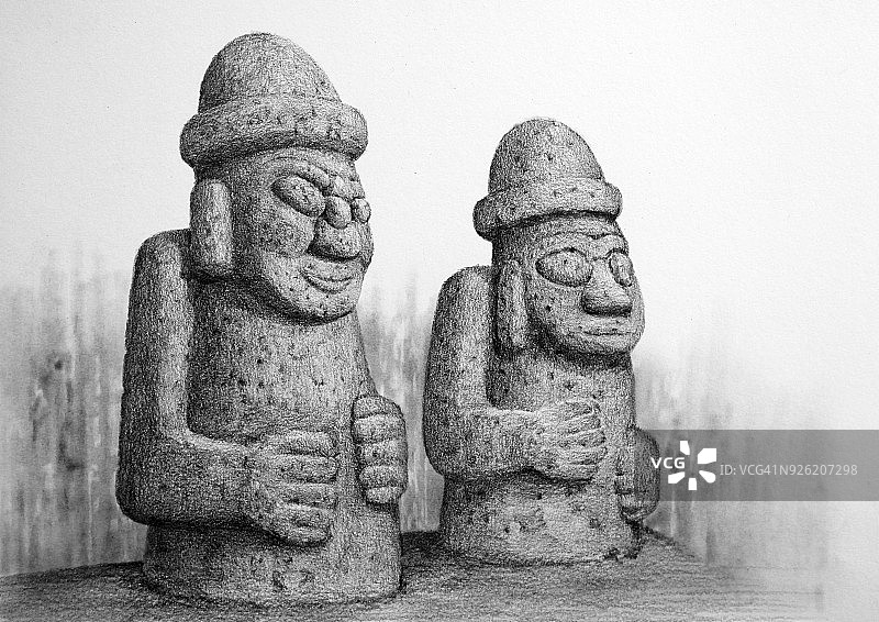 石头爷爷雕像插画图片素材