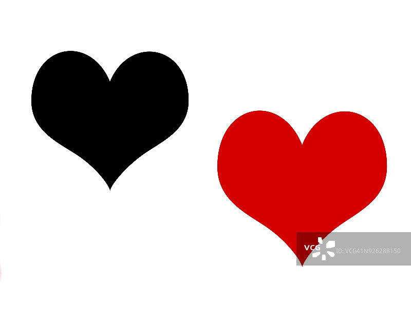 图解关系破裂的红黑心形图片素材