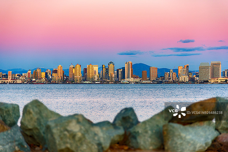 圣地亚哥黄昏天际线图片素材