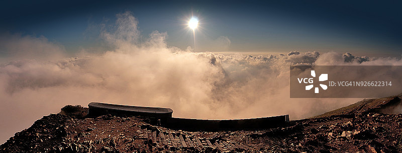 英国威尔士斯诺登山顶云端咖啡馆图片素材