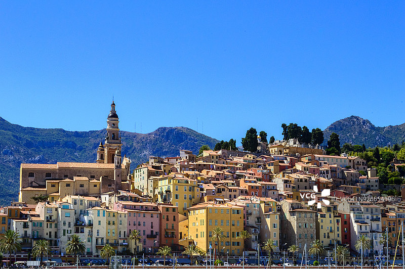 法国芒通港口景色图片素材