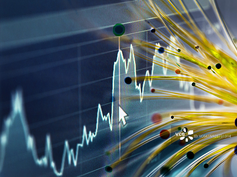 象征创新股市发展的金融图表和光纤图片素材