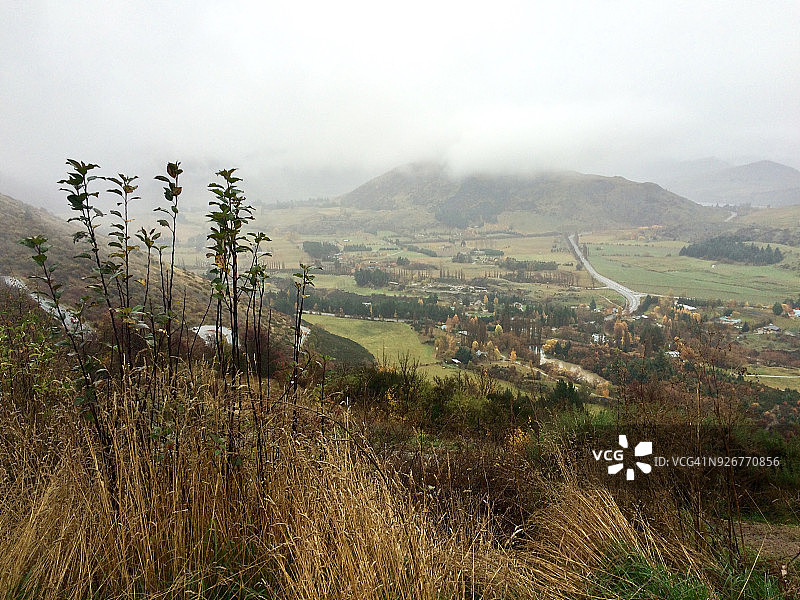 箭镇，奥塔哥，新西兰高角度景观图片素材