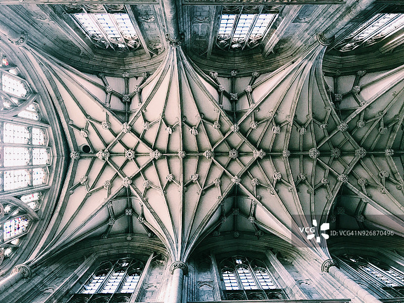 英国汉普郡温彻斯特大教堂天花板图片素材