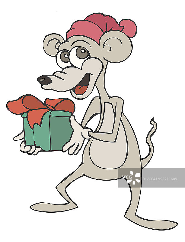拿着礼物的鼠标图片素材