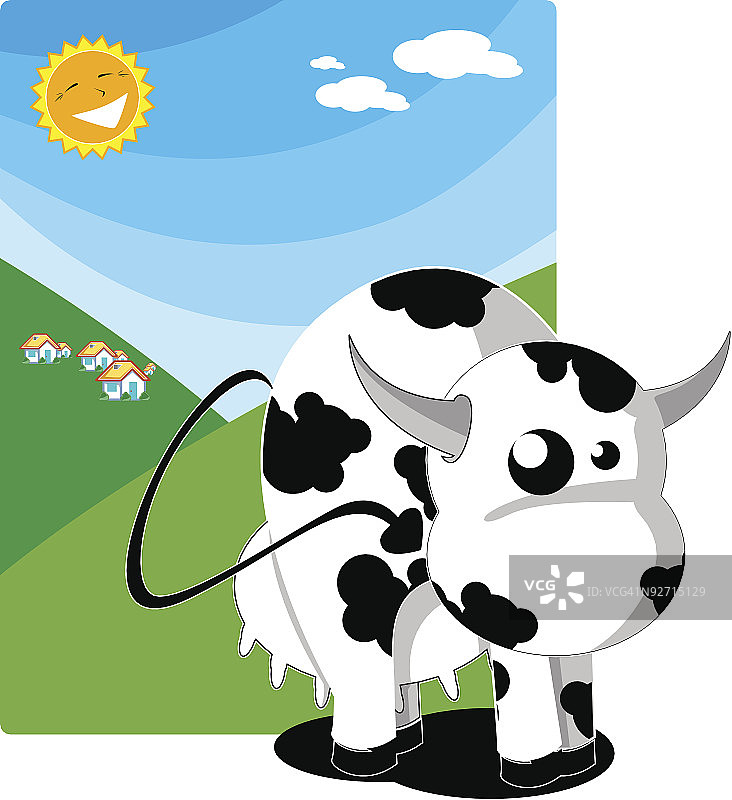 阳光明媚下的奶牛图片素材