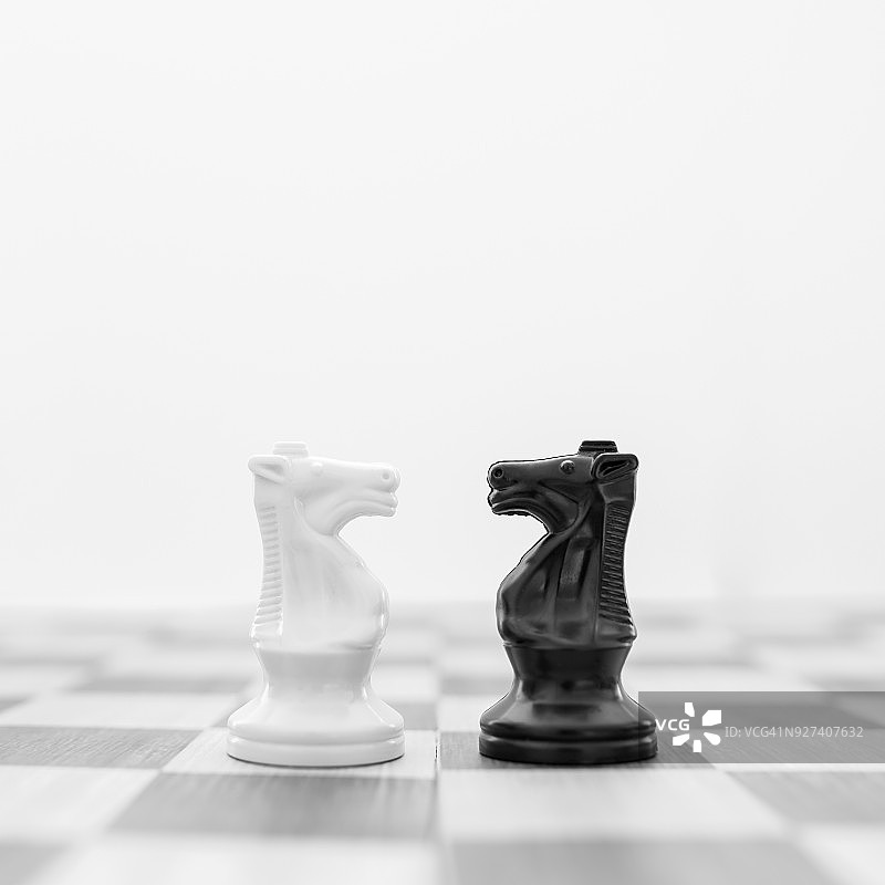 棋盘上的两枚骑士棋子图片素材