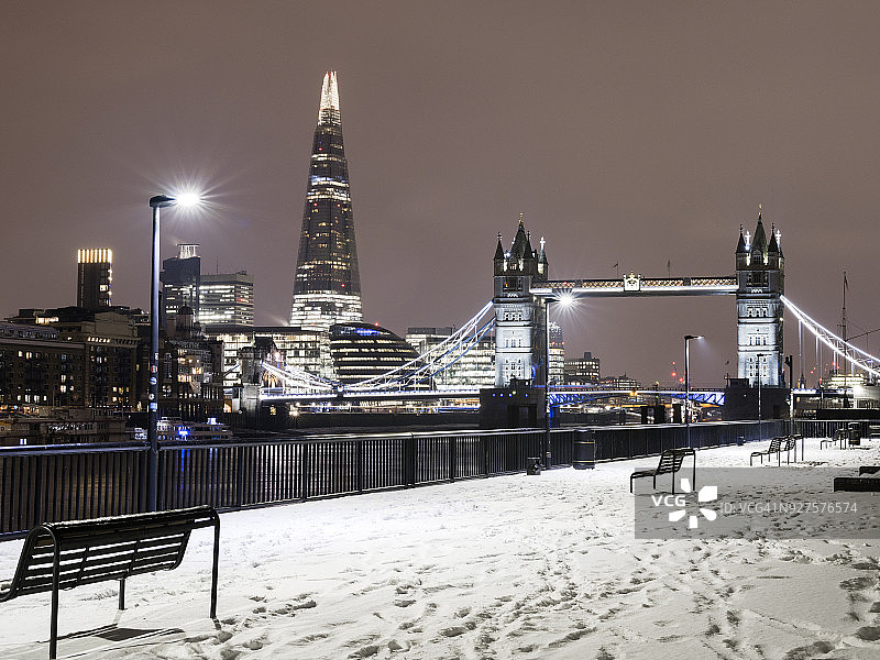 冬日雪景与伦敦夜景图片素材
