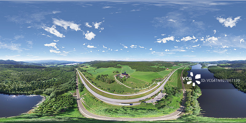 挪威宁静的风景360度航拍视角图片素材