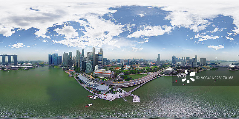 新加坡鱼尾狮公园高角度景观图片素材