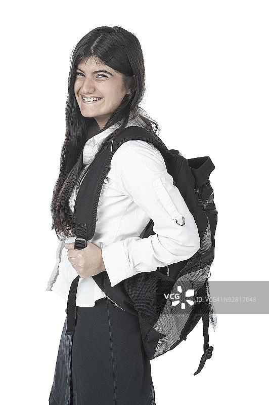 身穿校服摆姿势的女学生图片素材