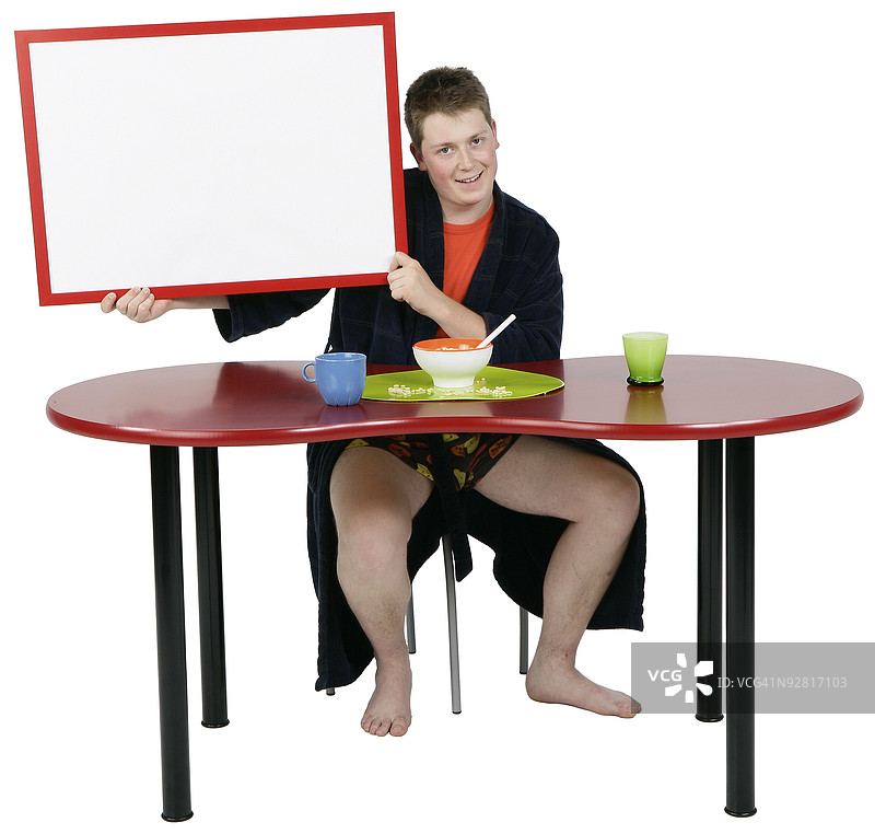 男子摆姿势与空白板图片素材