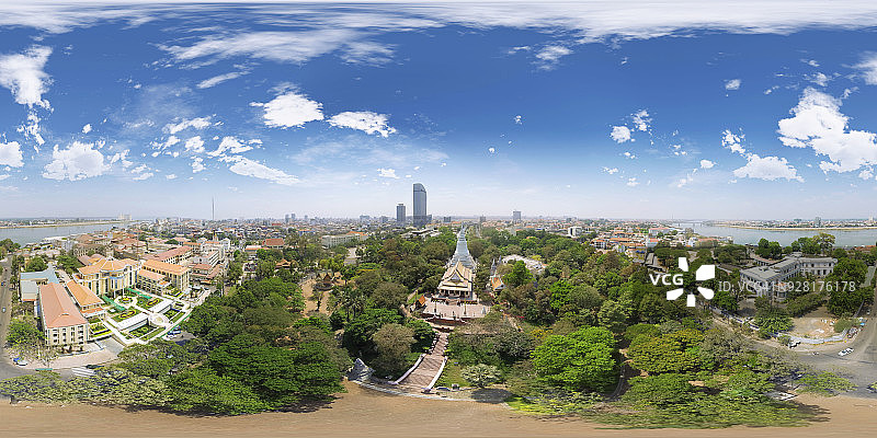 柬埔寨金边塔山寺鸟瞰图图片素材