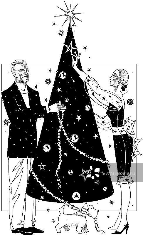 情侣装饰圣诞树图片素材