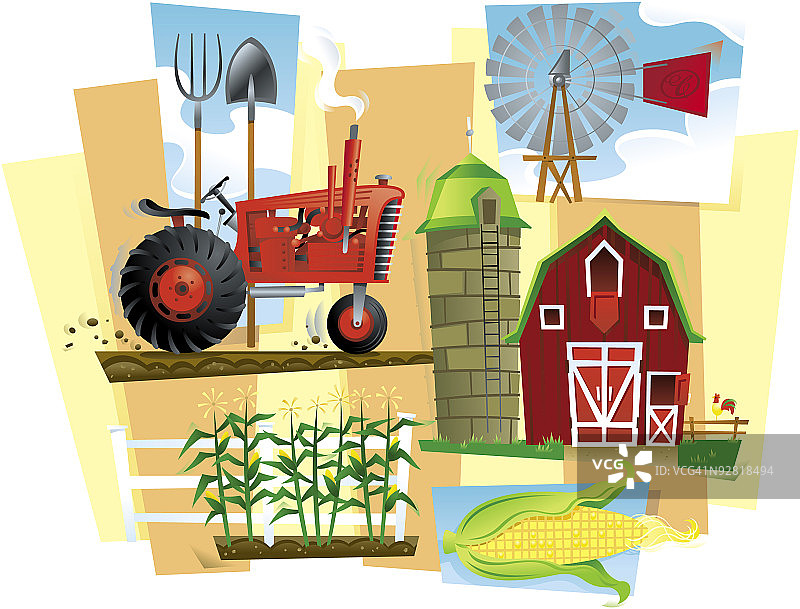 乡村拼贴画图片素材