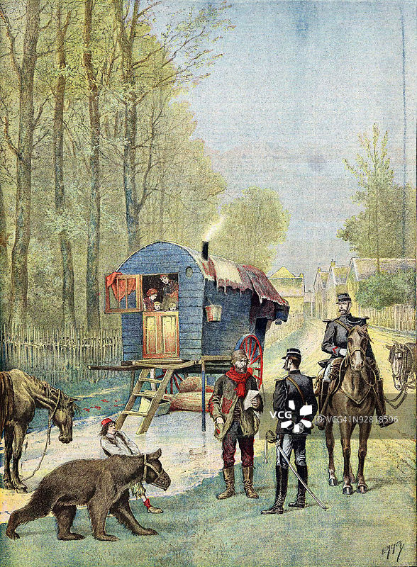 宪兵将人口普查表送往吉普赛人营地图片素材