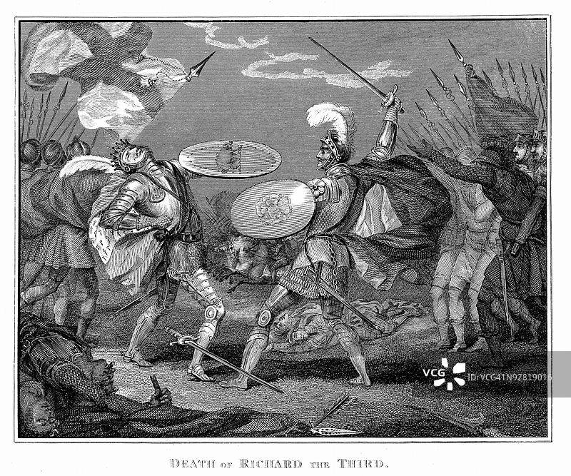 理查三世在博斯沃斯战役中被亨利七世杀死图片素材