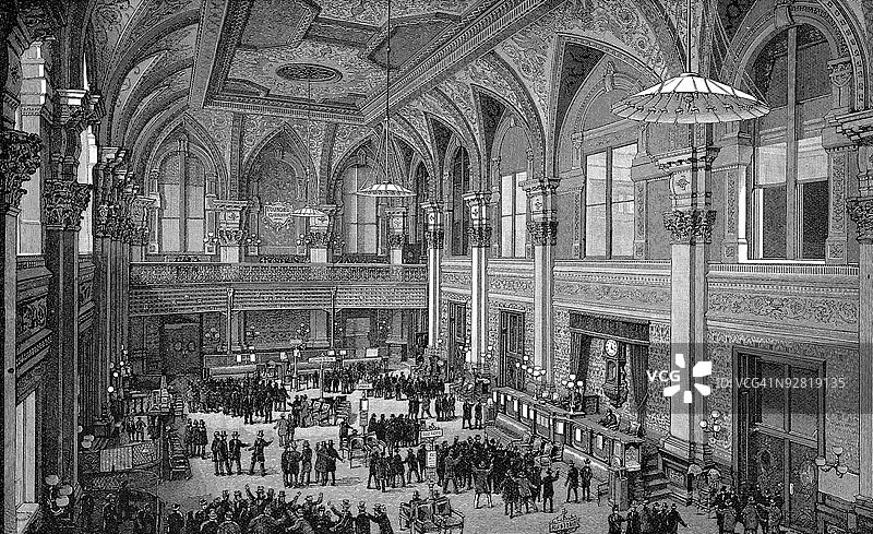 证券交易所地板上的人群图片素材