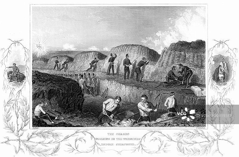 克里米亚战争期间战壕中的士兵图片素材