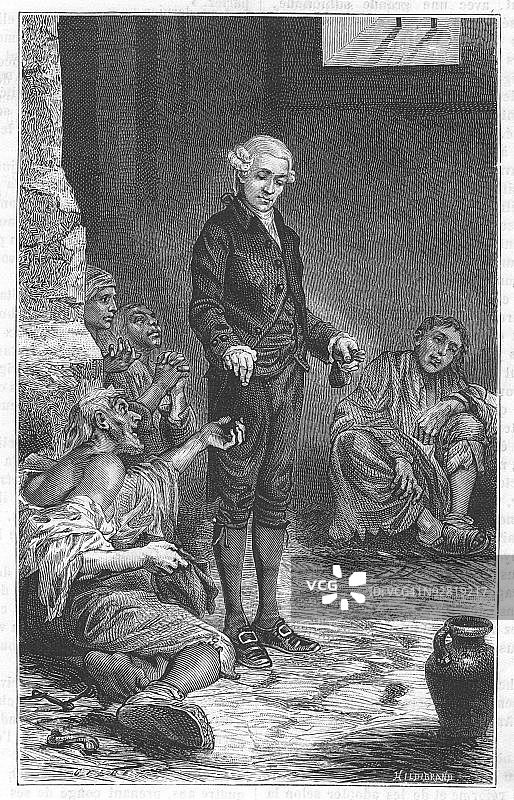 监狱改革家约翰·霍华德与囚犯图片素材