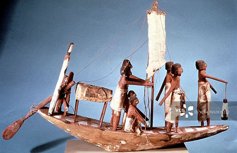 埃及葬礼船的木制复制品图片素材