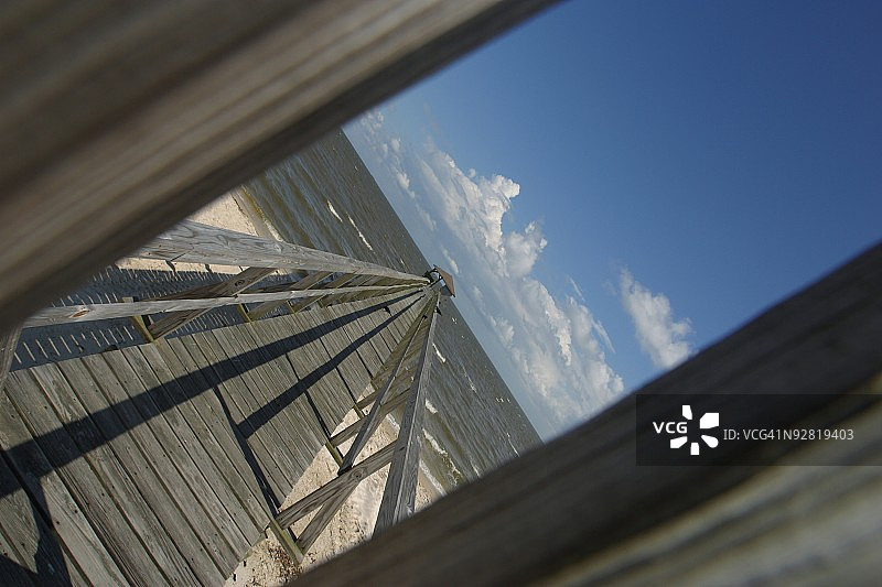 蓝天下的小桥俯视图图片素材