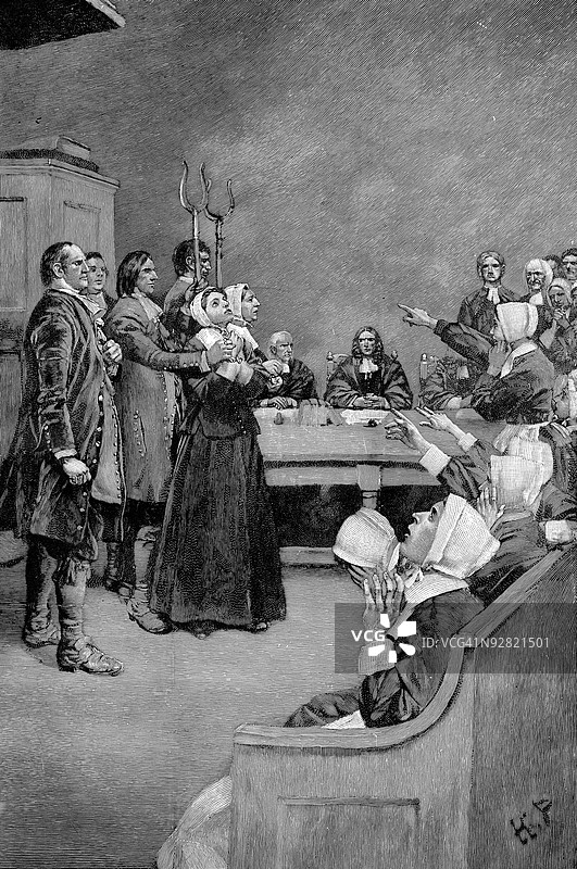 17世纪女巫审判的描绘图片素材