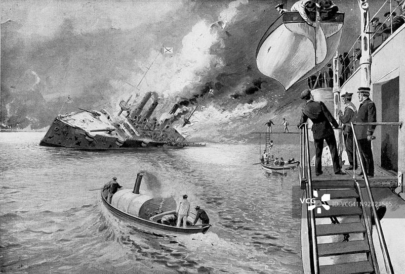 在仁川沉没的俄罗斯船只图片素材