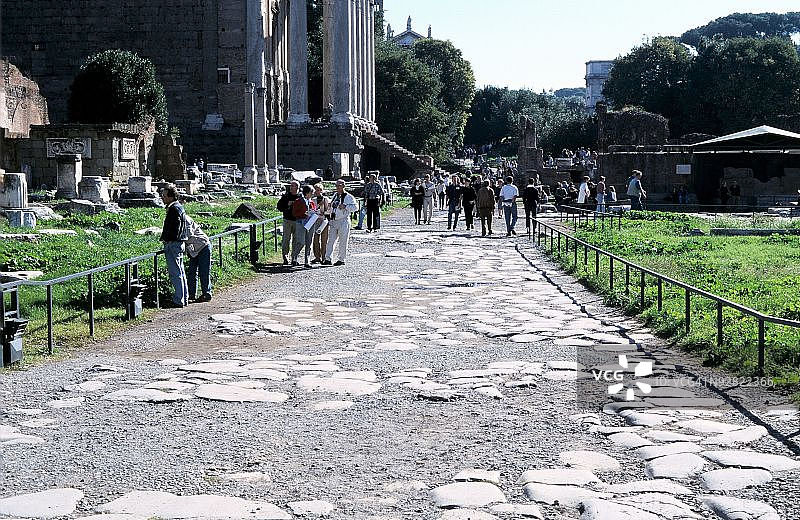 意大利罗马的铺砌罗马街道图片素材