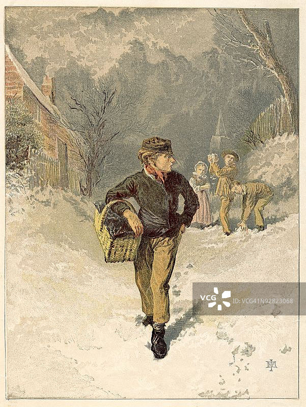 送药的跑腿男孩图片素材