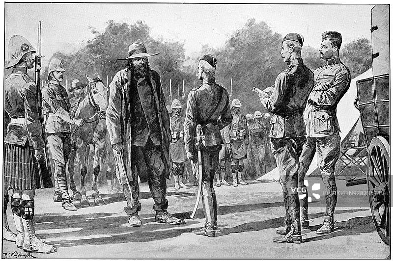 第二次布尔战争中彼得·克罗涅向罗伯茨勋爵投降图片素材