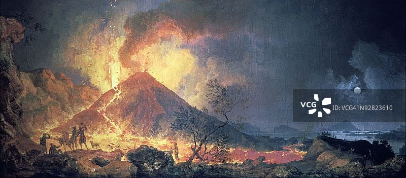 伏尔泰笔下的维苏威火山爆发渲染图图片素材