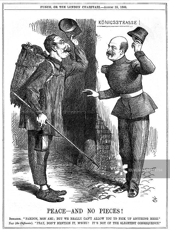 拿破仑三世与奥托·冯·俾斯麦的政治漫画图片素材