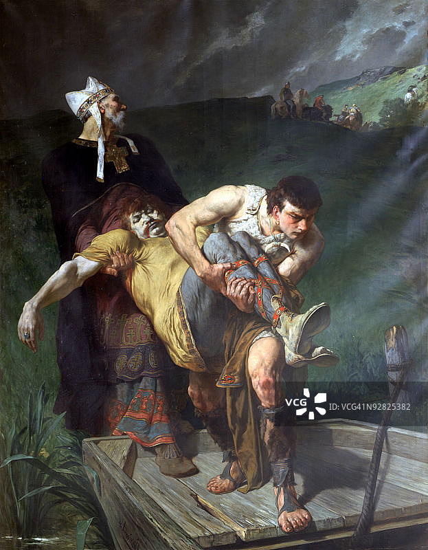 《运送死者》，19世纪绘画作品图片素材