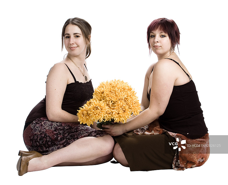 时尚女性与花束图片素材