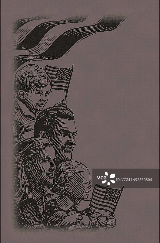 一家人观看游行图片素材