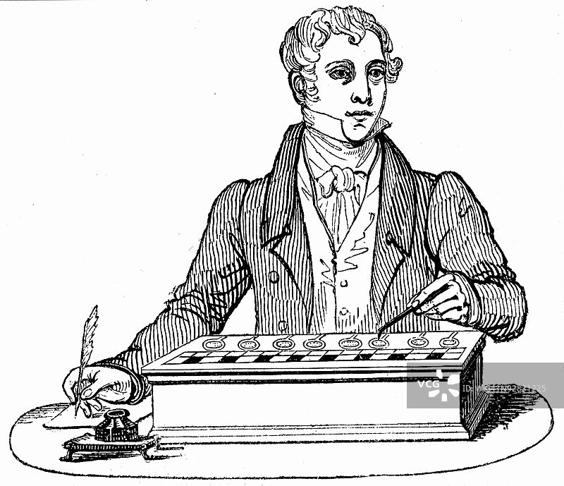 职员使用帕斯卡尔加法机图片素材