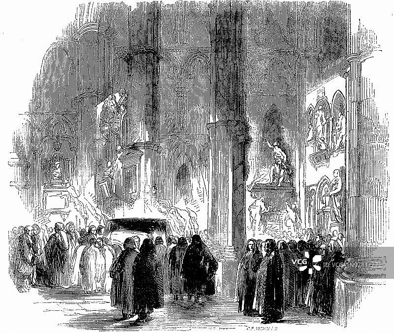 在教堂里祈祷的人图片素材