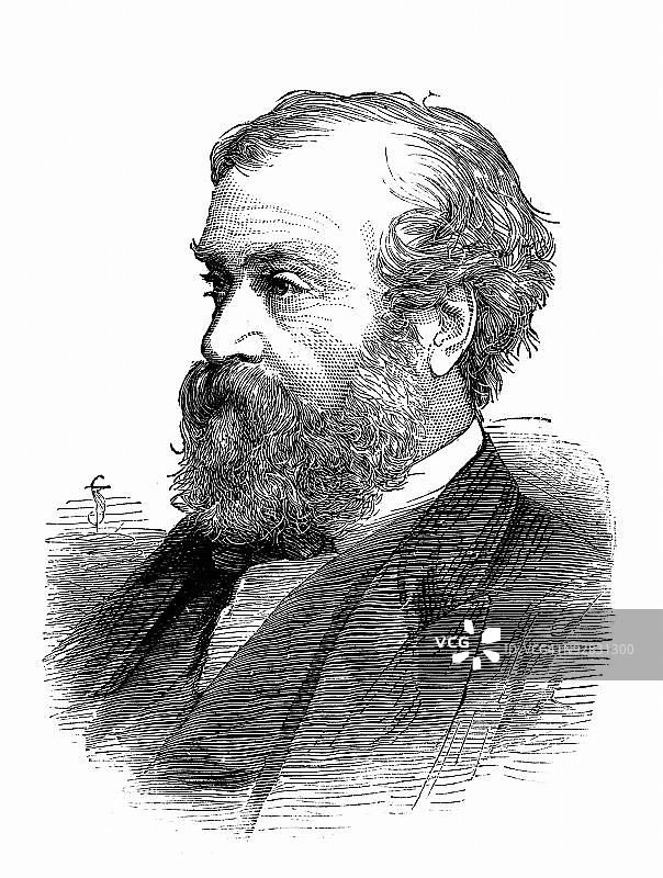 小说家哈里森·安斯沃斯肖像图片素材