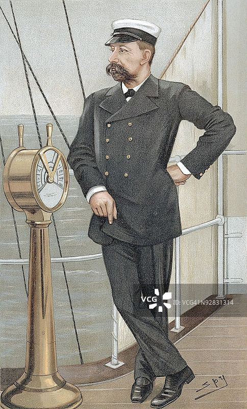 作为游艇船长的阿尔伯特一世肖像图片素材