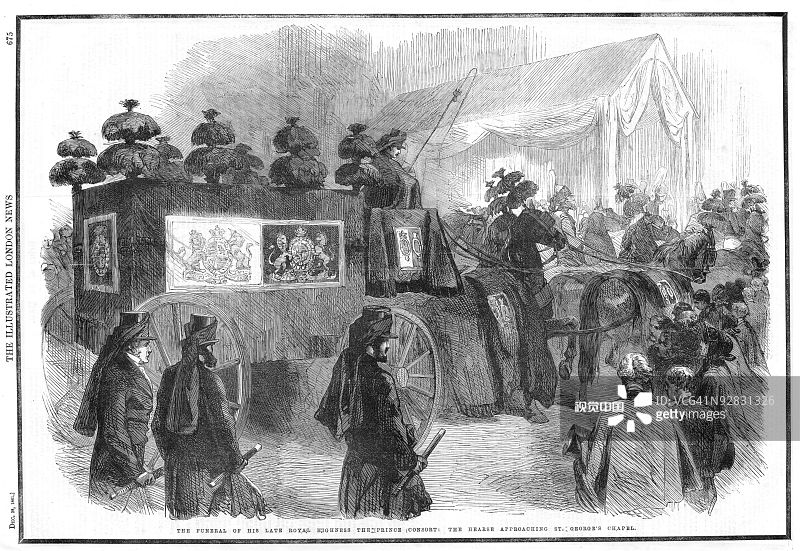 阿尔伯特亲王的灵车和哀悼者图片素材